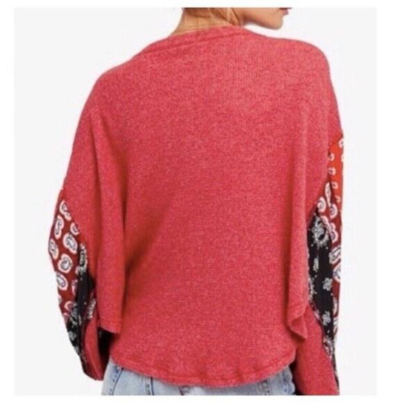 We The Free Free People Blossom Waffle Thermal Top Salmon Color Size Small - Picture 4 of 13